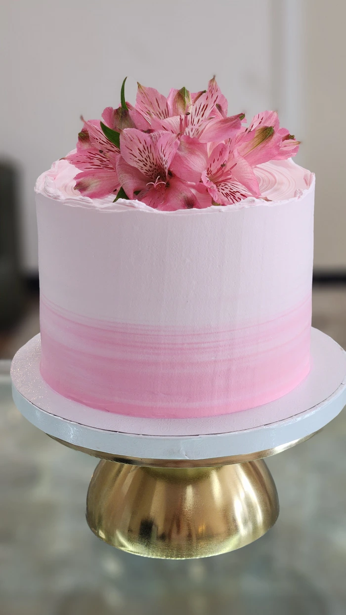 Pink cake with flower