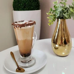 Drinks Latte with cream and chocolate